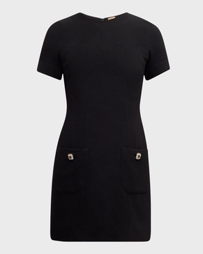 Flynn Crystal-Button Wool Crepe Mini Dress