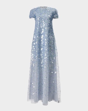 Degrade Sequined Short-Sleeve Gown