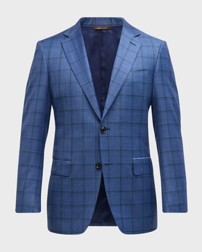 Men's 130s Luxury Wool Windowpane Sport Coat