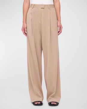 Pleated Relaxed Wide-Leg Pants