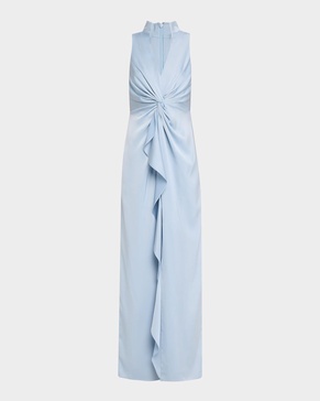 Twist-Front Crepe Back Satin Column Gown