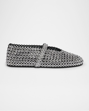 Studded Suede Mesh Mary Jane Flats
