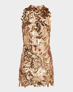 Dahlia Halter Sequin Floral Mini Dress