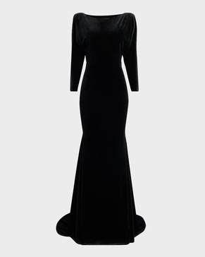 Velvet Gown with Open Cowl Back
