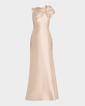 Twisted Shoulder Mikado Mermaid Gown