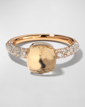 Nudo 18K Gold Ring White Topaz & Diamonds