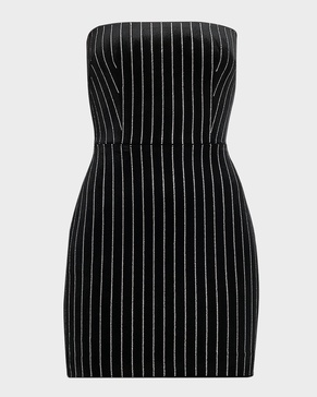 Strapless Crystal Velvet Mini Dress