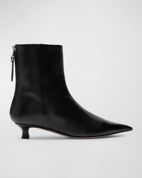 Zoe Leather Kitten Ankle Booties