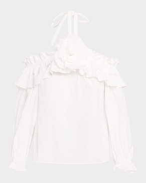 Flower Halter Cold-Shoulder Top