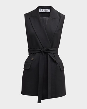 Belted Double-Breasted Seasonless Wool Vest