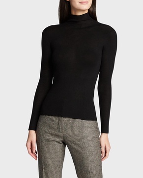 Mock-Neck Seamless Fine-Rib Sweater