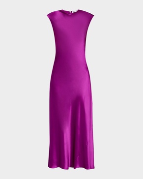 Cap-Sleeve Silk Charmeuse Maxi Dress