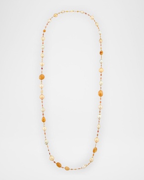 18K Yellow Gold South Sea Pearl and Sapphire Necklace, 42"L