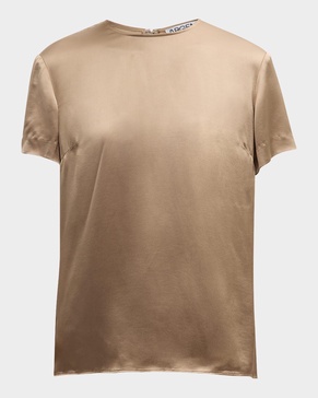 Crewneck Viscose Satin Top