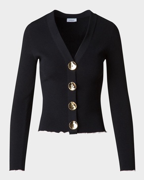 V-Neck Viscose Stretch Rib Cardigan