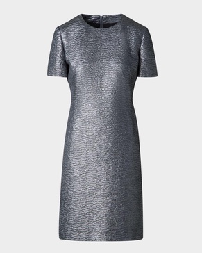 Textured Silk Short-Sleeve Dress