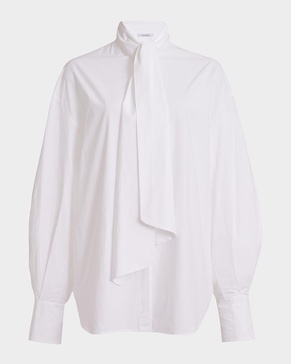 Bow-Neck Silk Georgette Blouse