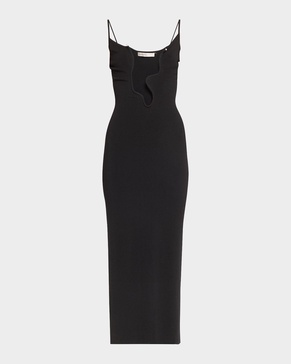 Salacia Plunging Wavy U-Ring Sleeveless Maxi Dress
