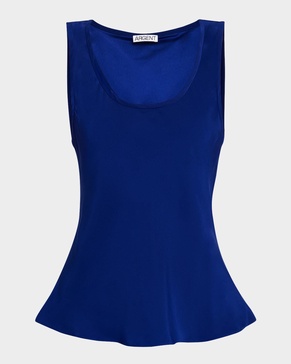 Scoop-Neck Silk Charmeuse Tank