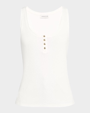 Alessia Ribbed Button Tank Top 