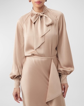 Daisha Tie-Neck Satin Top