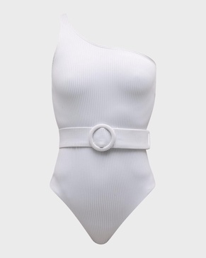 Davina Asymmetric Belted One-Piece Swimsuit