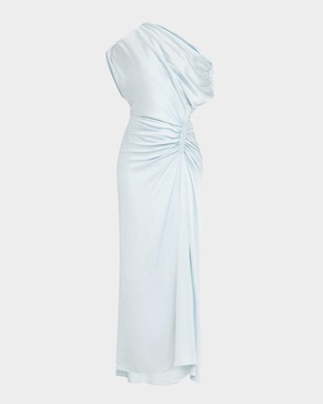 Penny One-Shoulder Ruched Satin Gown