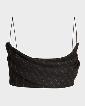 Metallic Pinstripe Drape Crop Tank Top