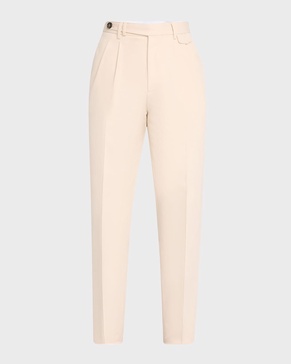 Men's Cotton and Wool Double-Pleated Pants