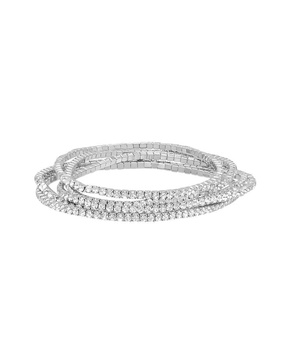 ADORNIA Rhodium Plated Stretch Bracelet