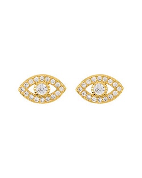 ADORNIA 14K Over Silver Crystal Evil Eye Studs
