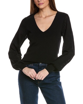 Reiss Lexi Stitch Sleeve V Neck Sweater