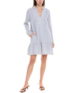 Tommy Bahama St. Lucia Stripe Collar Linen-Blend Cover-Up Dress