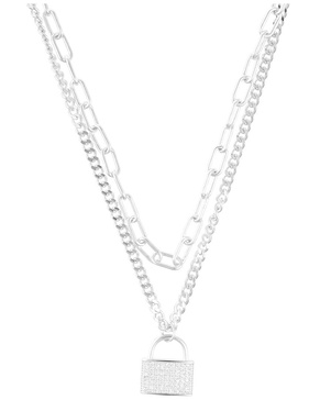 ADORNIA Silver Plated Adjustable Layered Chain Necklace