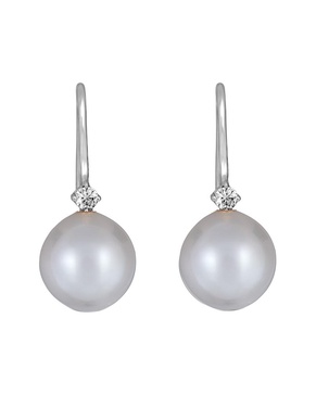 BELPEARL 14K 0.12 ct. tw. Diamond & 11-10 mm South Sea Pearl Earrings