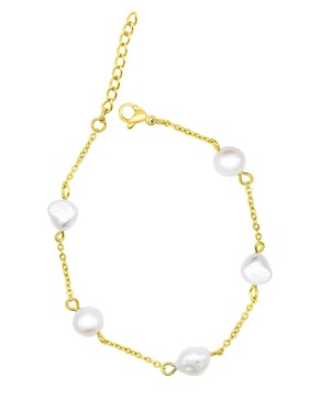 ADORNIA 14K Plated 6.35mm Pearl Station Bracelet