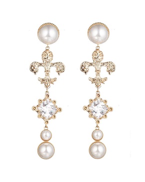 Eye Candy LA Fleur de Lis CZ Drop Earrings