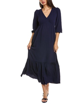 Anne Klein Women's V Neck Empire Seam Maxi with Flounce