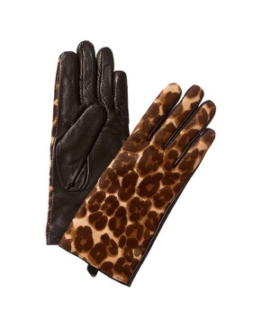 J.McLaughlin Camilla Wool-Lined Haircalf & Leather Gloves
