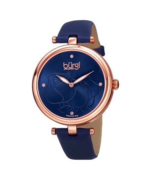 Burgi Women's Genuine Leather Diamond Watch