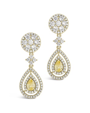 Sterling Forever 14K Plated CZ Jennifer Drop Studs