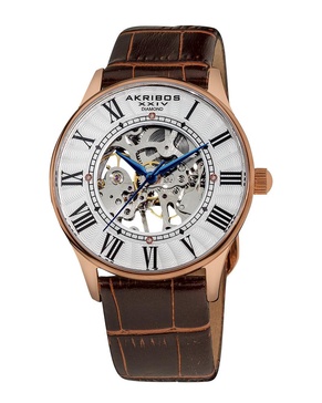 Akribos XXIV Men's Leather Diamond Watch
