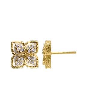 ADORNIA 14K Plated CZ Renaissance Flower Earrings