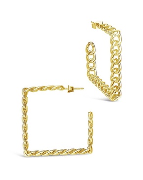 Sterling Forever 14K Plated Cuban Link Hoops