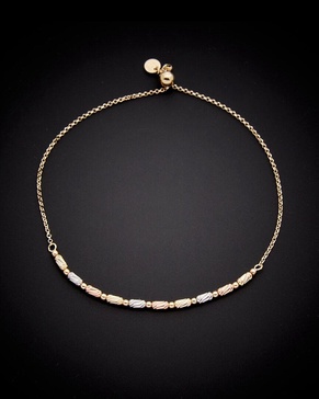 14K Italian Tri-Tone Gold Bolo Bracelet