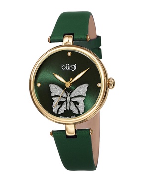 Burgi Women's Satin Leather Diamond Watch