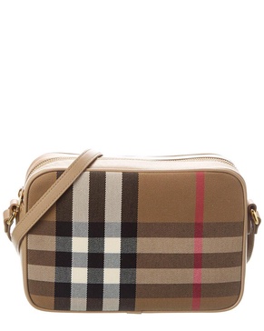 Burberry Check Canvas & Leather Camera Bag