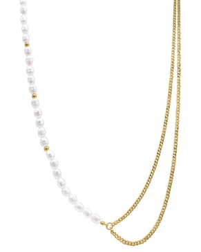 ADORNIA Pearl Draped Curb Chain Necklace