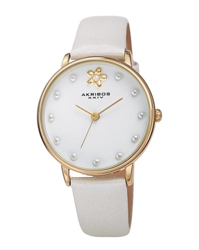 Akribos XXIV Women's Genuine Leather Watch