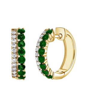 Sabrina Designs 14K 0.89 ct. tw. Diamond & Emerald Huggie Earrings